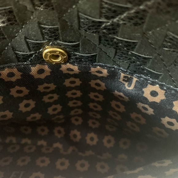 Vtg Eric Javitz NY Tote Designer Black Leather Woven Bag Adjustable Shoulder New - Picture 9 of 14